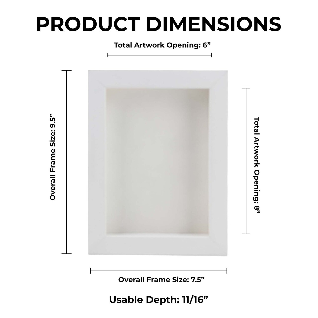 Classic White Wood Shadown Box Frame with Acrylic Front - White Suede Backing, 30 Sizes